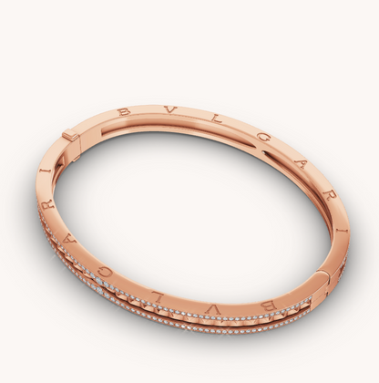 [Glow Muse]ZERO 1 SPIRAL AND PAVED DIAMOND PINK GOLD BRACELET