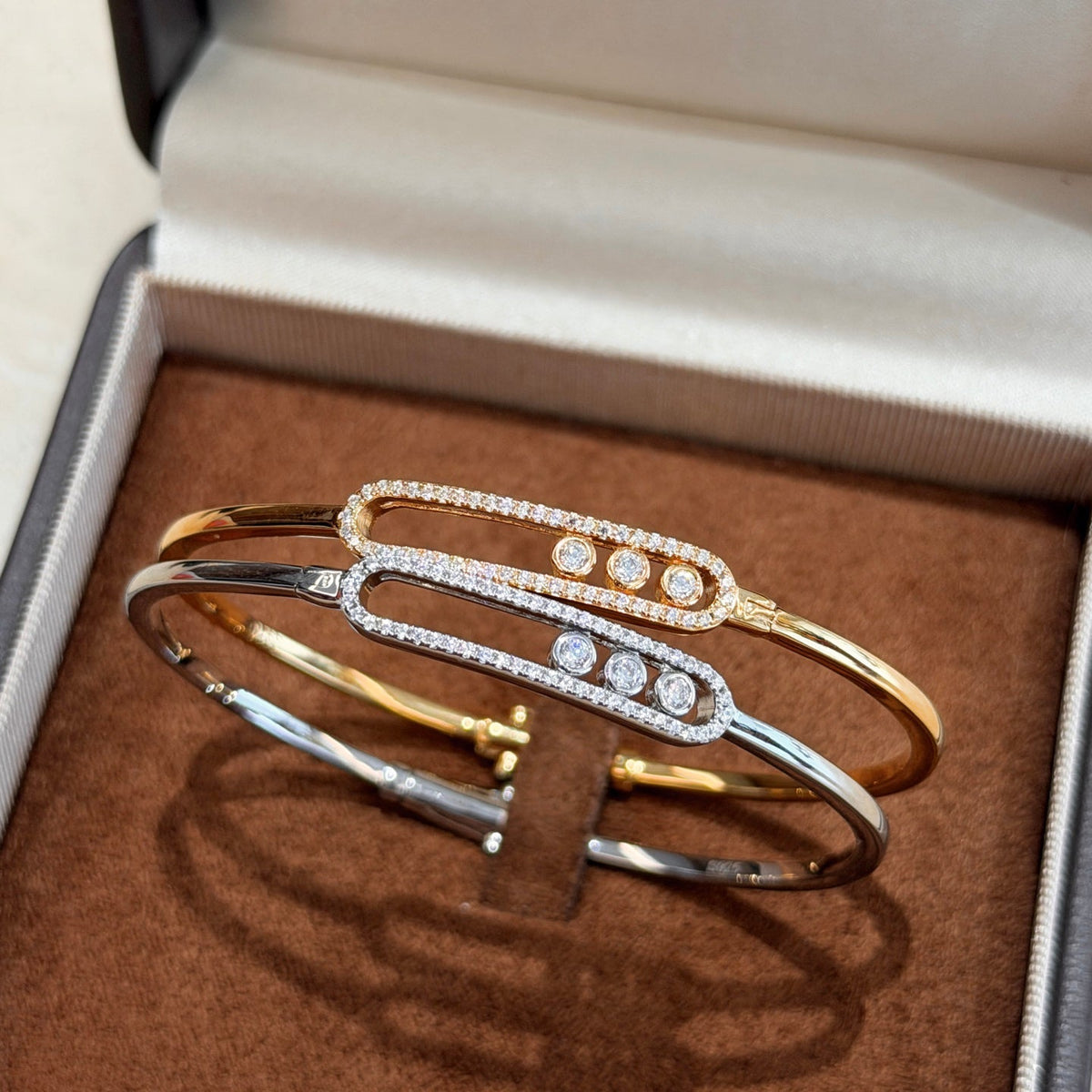 [Glow Muse]Move Pavé Diamond Bangle Bracelet M