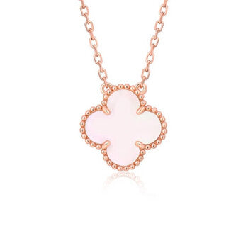 [Glow Muse]CLOVER 15MM PINK MOTHER-OF-PEARL SINGLE FLOWER NECKLACE