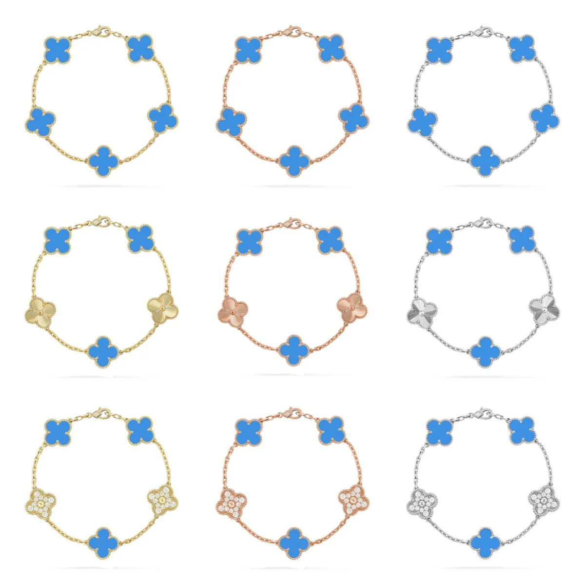 [⭐Glow Muse] CLOVER 5 MOTIF BLUE AGATE BRACELET COLLECTION
