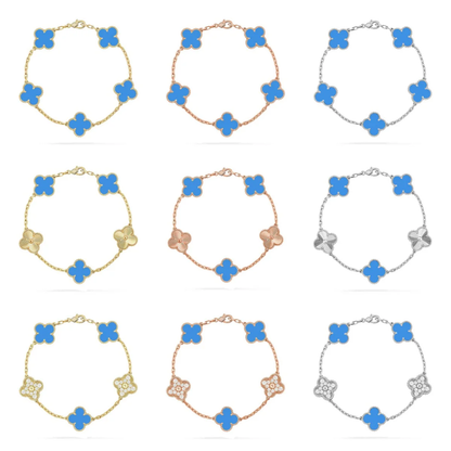 [⭐Glow Muse] CLOVER 5 MOTIF BLUE AGATE BRACELET COLLECTION