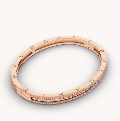 [Glow Muse]ZERO 1 SPIRAL AND PAVED DIAMOND PINK GOLD BRACELET