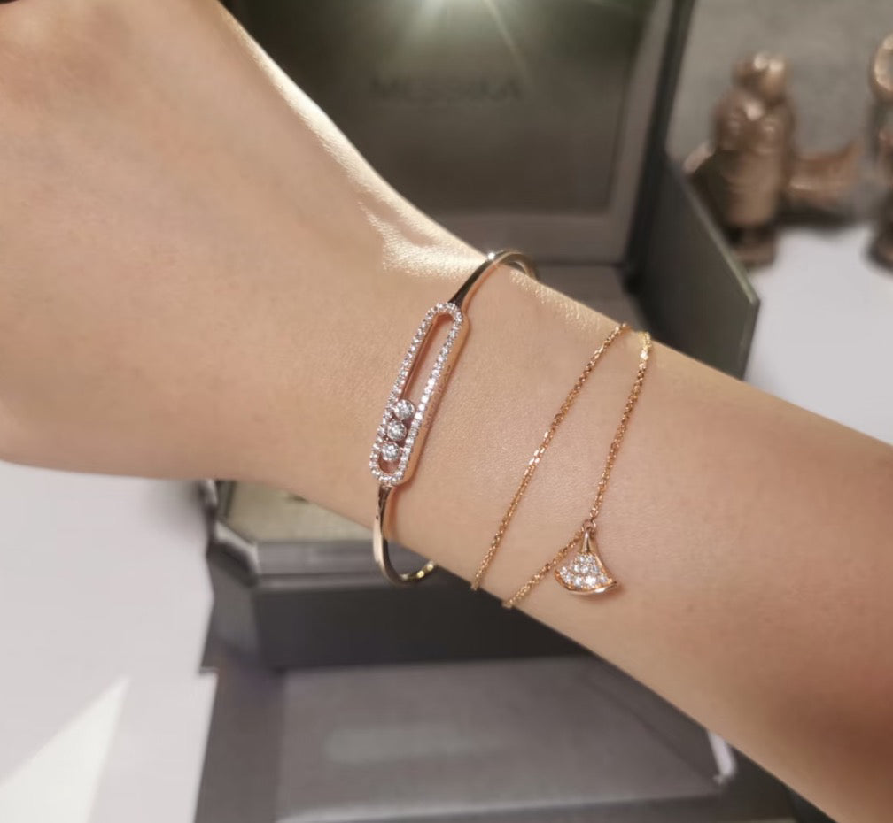 [Glow Muse]Move Pavé Diamond Bangle Bracelet M