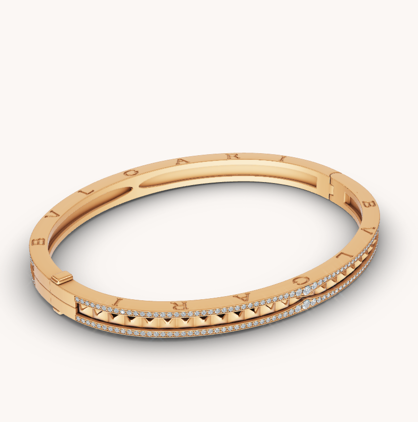 [Glow Muse]ZERO 1 SPIRAL AND PAVED DIAMOND GOLD BRACELET