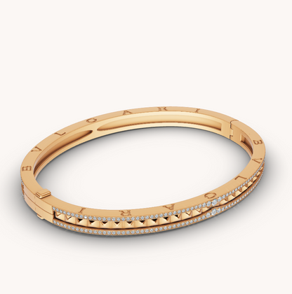[Glow Muse]ZERO 1 SPIRAL AND PAVED DIAMOND GOLD BRACELET