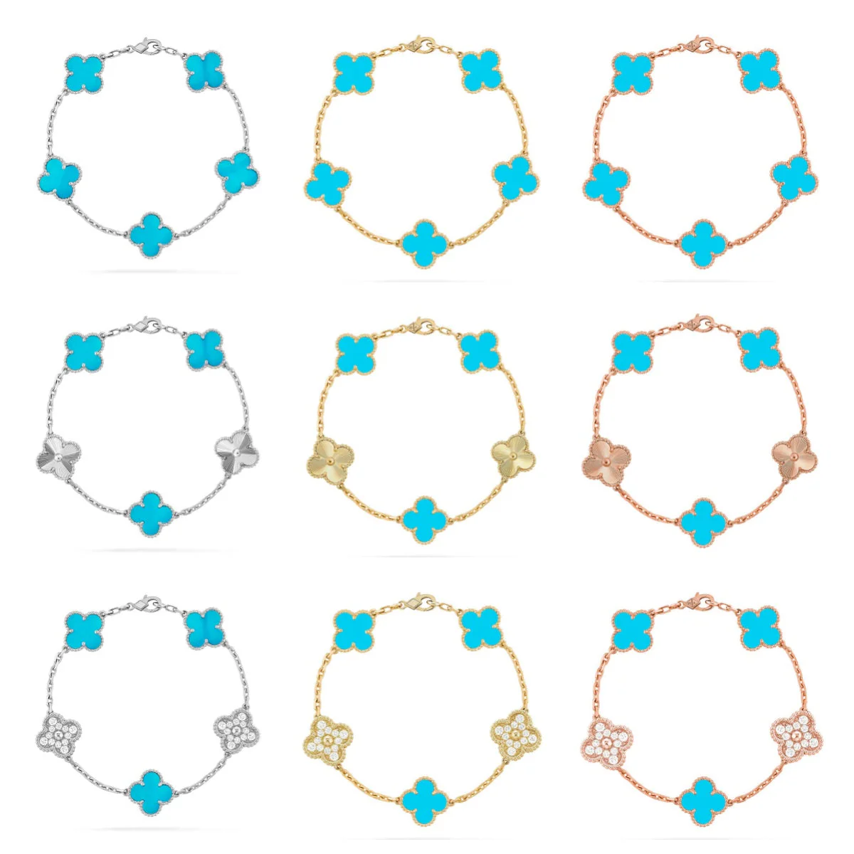 [⭐Glow Muse] CLOVER 5 MOTIF TURQUOISE BRACELET COLLECTION