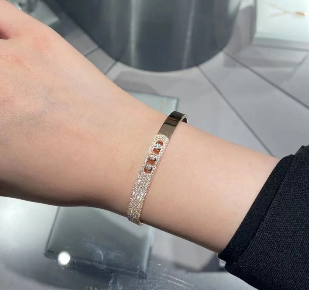 [Glow Muse]Move Noa Rose Gold Pavé Diamond Bangle Bracelet