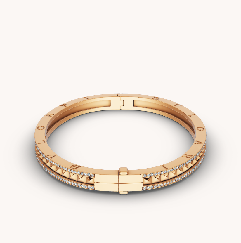 [Glow Muse]ZERO 1 SPIRAL AND PAVED DIAMOND GOLD BRACELET