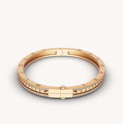 [Glow Muse]ZERO 1 SPIRAL AND PAVED DIAMOND GOLD BRACELET