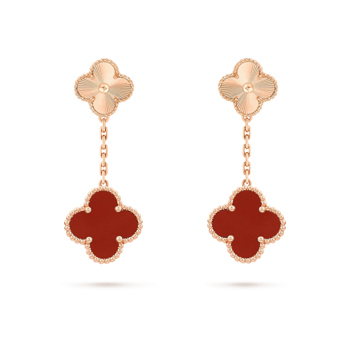 [Glow Muse]CLOVER 2 MOTIF  LASER CARNELIAN EARRINGS