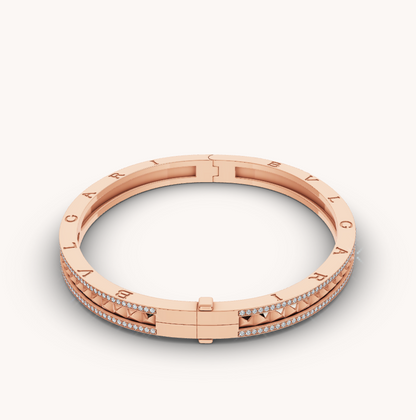 [Glow Muse]ZERO 1 SPIRAL AND PAVED DIAMOND PINK GOLD BRACELET