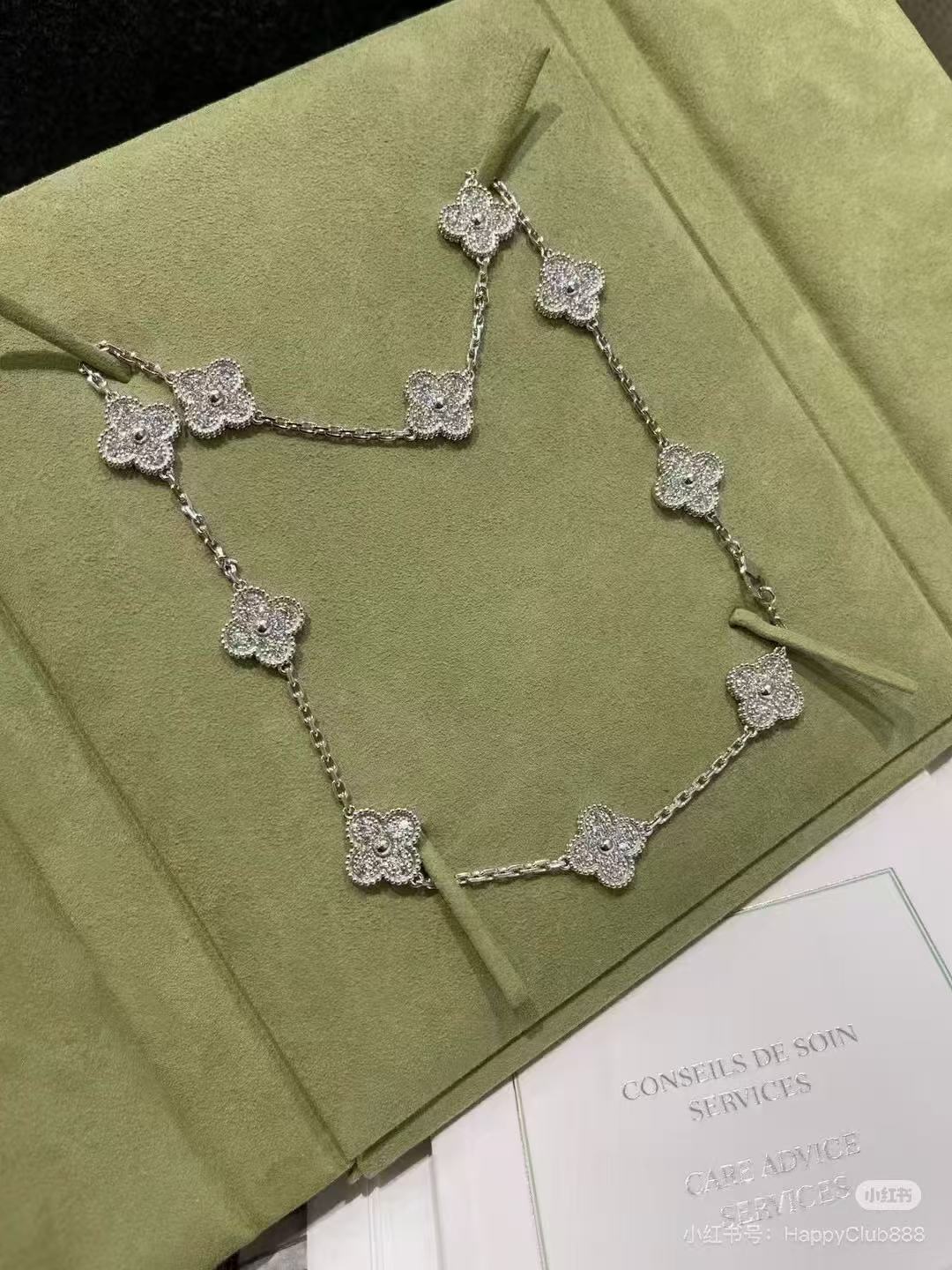 [Glow Muse Jewelry]CLOVER 10 MOTIFS  FULL DIAMOND NECKLACE