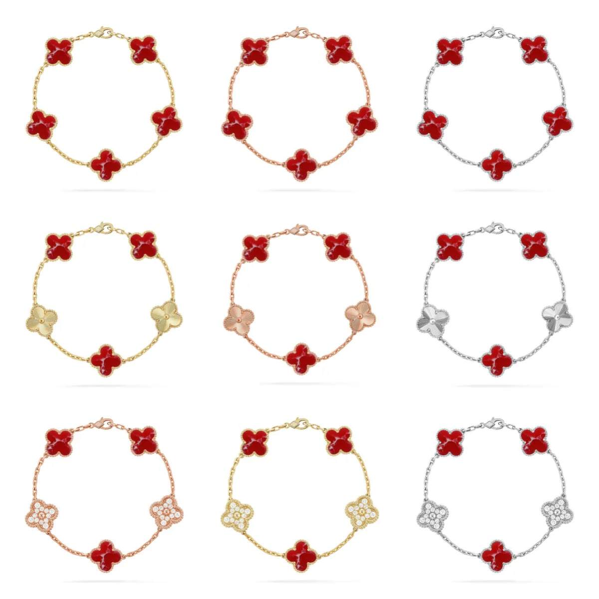 [⭐Glow Muse]CLOVER 5 MOTIF RED PATTERN BRACELET COLLECTION