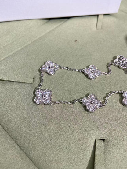 [Glow Muse Jewelry]CLOVER 10 MOTIFS  FULL DIAMOND NECKLACE
