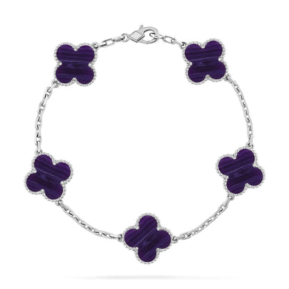 [⭐Glow Muse]CLOVER 5 MOTIF PURPLE STRIPES BRACELET COLLECTION