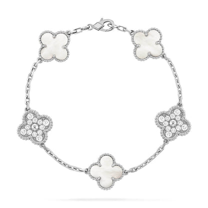[⭐Glow Muse]CLOVER WHITE PEARL MOP 5 MOTIF BRACELET COLLECTION