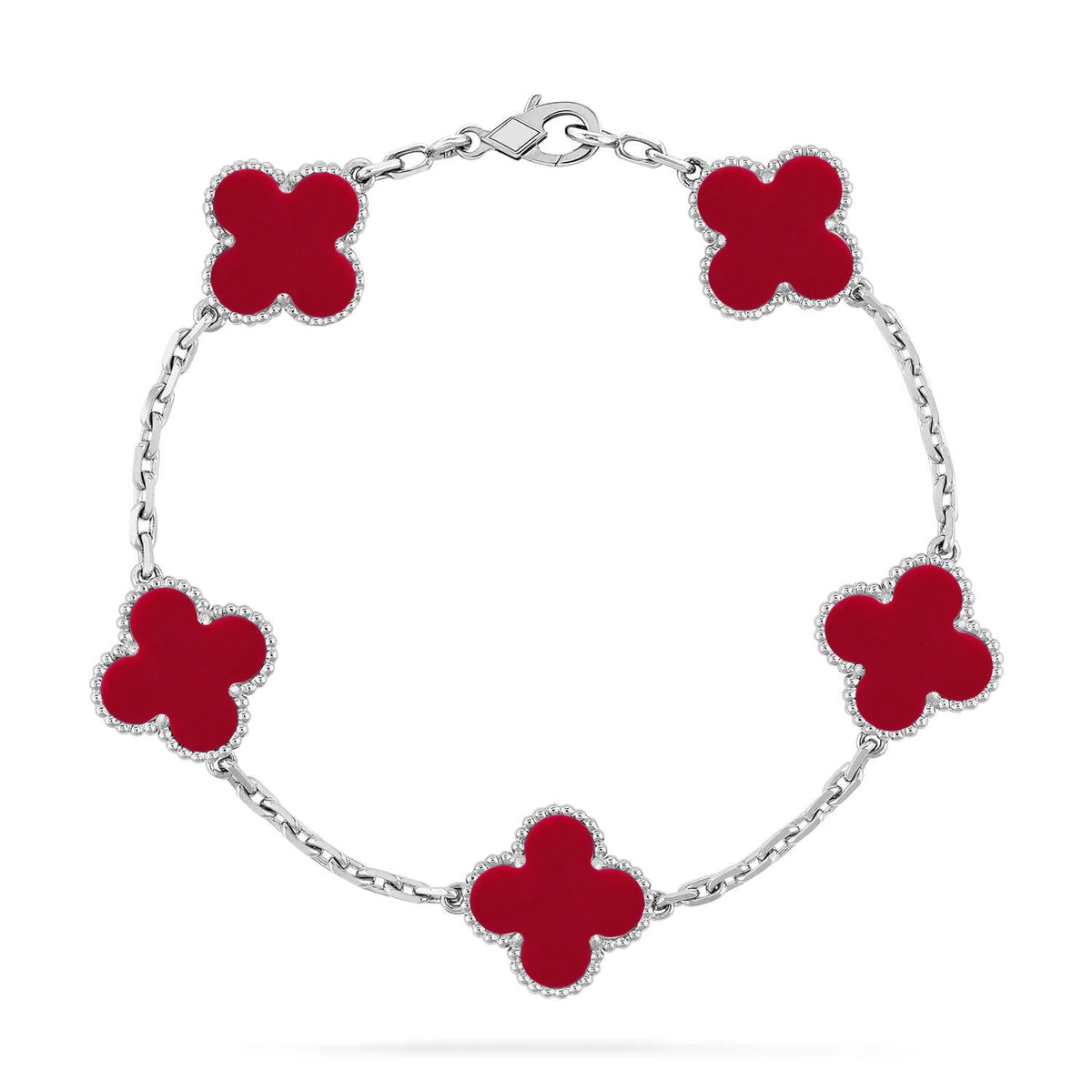 [⭐Glow Muse] CLOVER 5 MOTIF RED CORNELIAN BRACELET COLLECTION