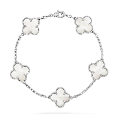 [⭐Glow Muse]CLOVER WHITE PEARL MOP 5 MOTIF BRACELET COLLECTION
