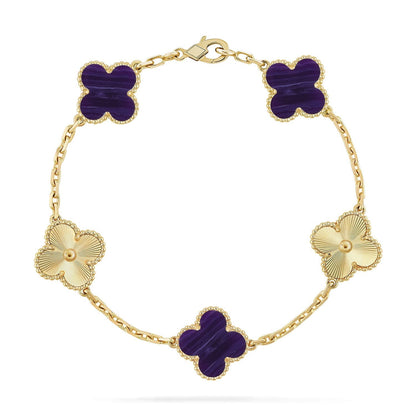 [⭐Glow Muse]CLOVER 5 MOTIF PURPLE STRIPES BRACELET COLLECTION
