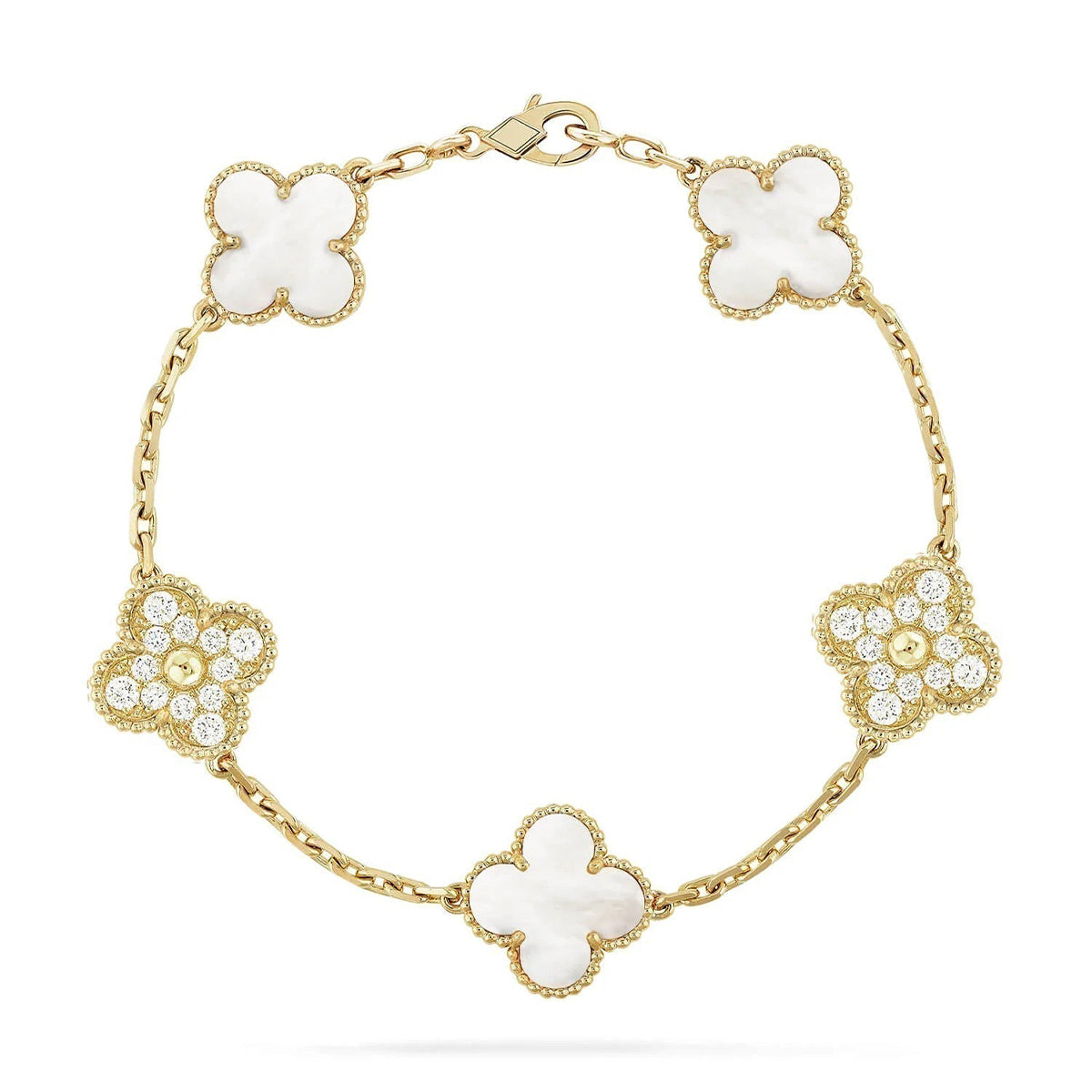 [⭐Glow Muse]CLOVER WHITE PEARL MOP 5 MOTIF BRACELET COLLECTION