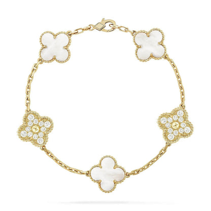 [⭐Glow Muse]CLOVER WHITE PEARL MOP 5 MOTIF BRACELET COLLECTION