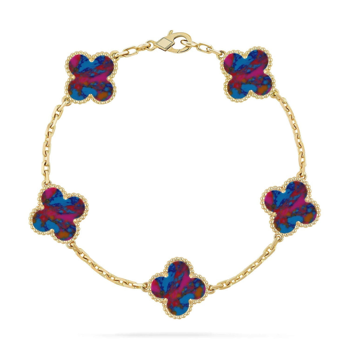 [⭐Glow Muse]CLOVER 5 MOTIF COLOR GEMSTONES BRACELET COLLECTION