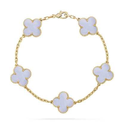 [⭐Glow Muse] CLOVER 5 MOTIF PURPLE CHALCEDONY BRACELET COLLECTION