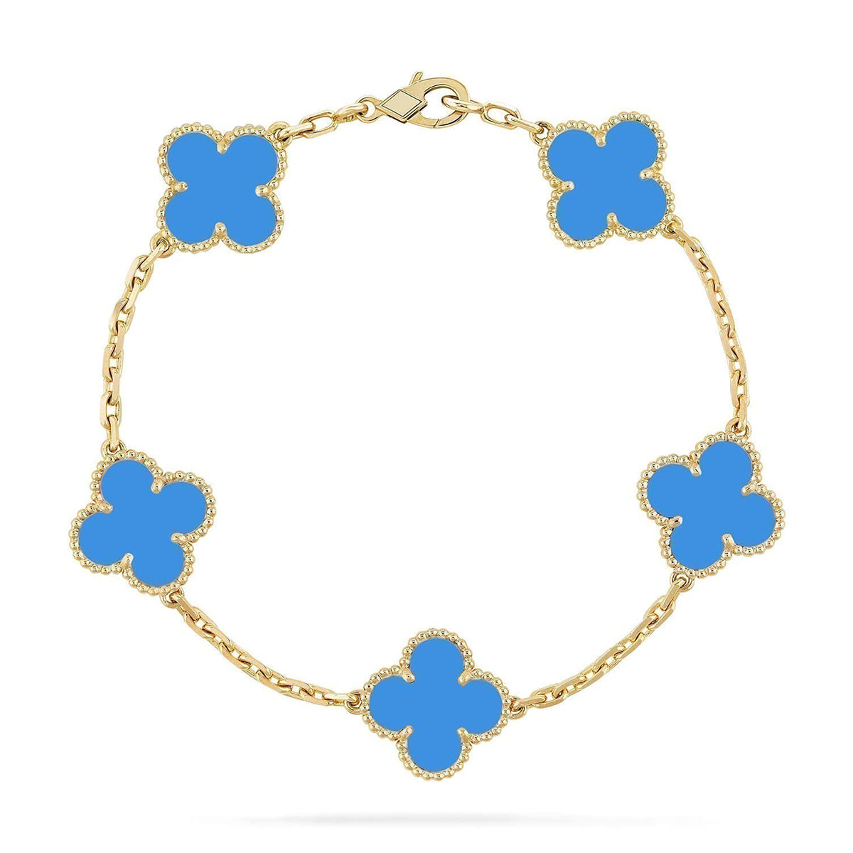[⭐Glow Muse] CLOVER 5 MOTIF BLUE AGATE BRACELET COLLECTION
