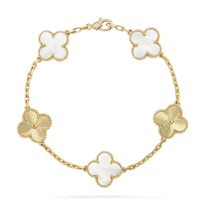 [⭐Glow Muse]CLOVER WHITE PEARL MOP 5 MOTIF BRACELET COLLECTION