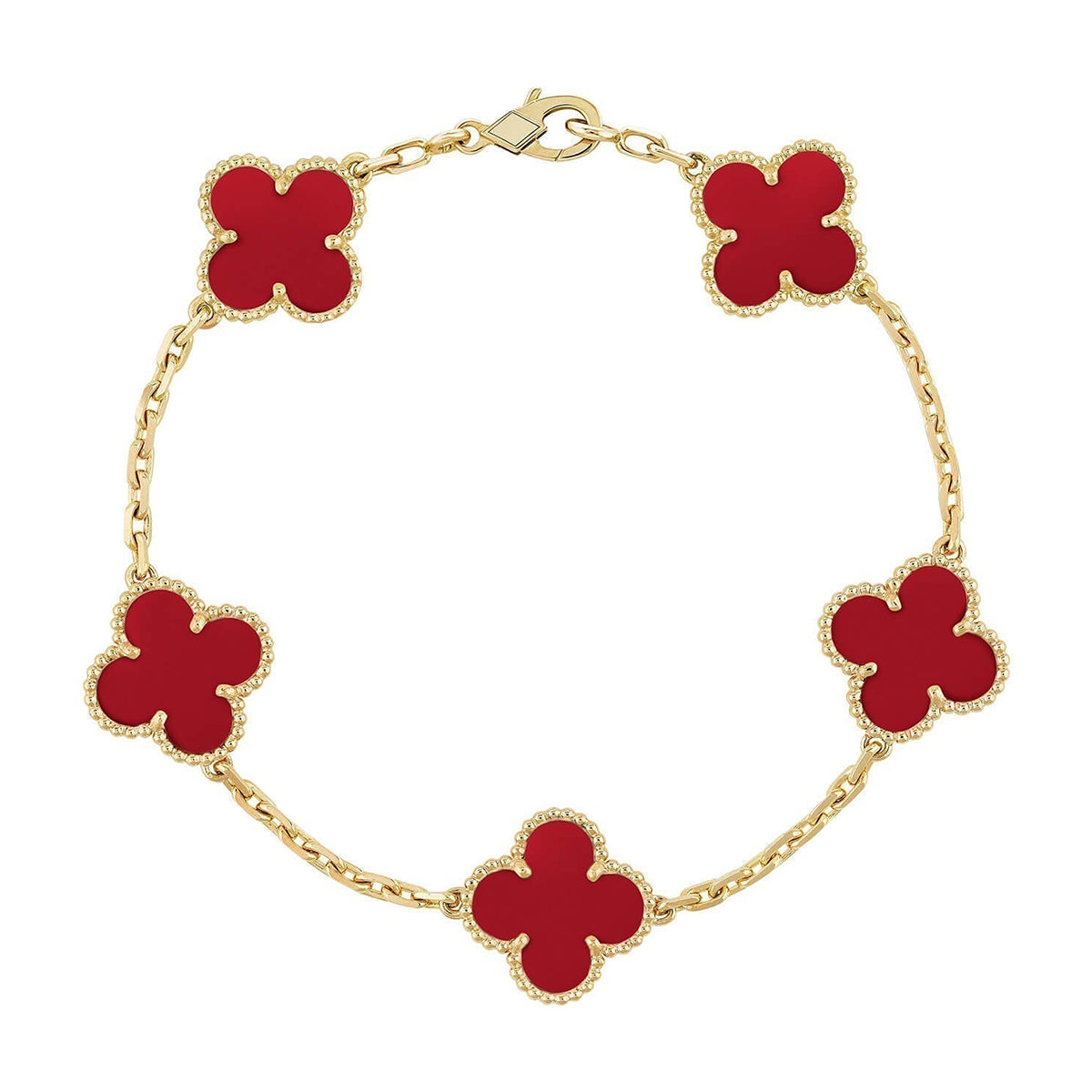 [⭐Glow Muse] CLOVER 5 MOTIF RED CORNELIAN BRACELET COLLECTION