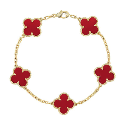 [⭐Glow Muse] CLOVER 5 MOTIF RED CORNELIAN BRACELET COLLECTION