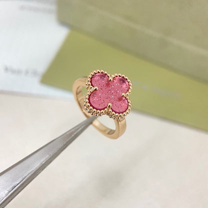 [⭐Glow Muse]NEW ROSE QUARTZ FOUR-LEAF CLOVER RING