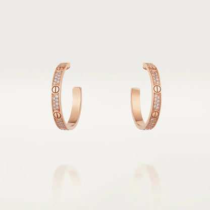 [Glow Muse]LOVE DIAMOND PINK GOLD HOOP EARRINGS