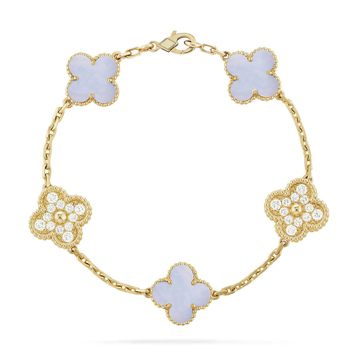 [⭐Glow Muse] CLOVER 5 MOTIF PURPLE CHALCEDONY BRACELET COLLECTION