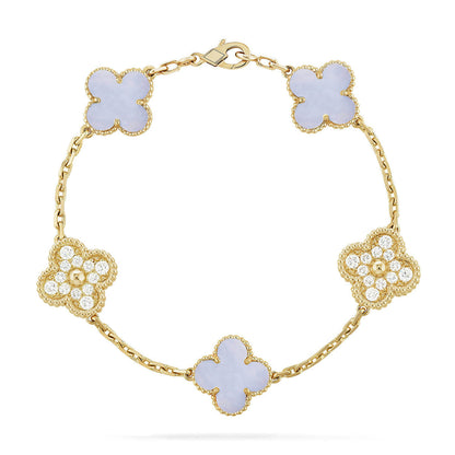 [⭐Glow Muse] CLOVER 5 MOTIF PURPLE CHALCEDONY BRACELET COLLECTION