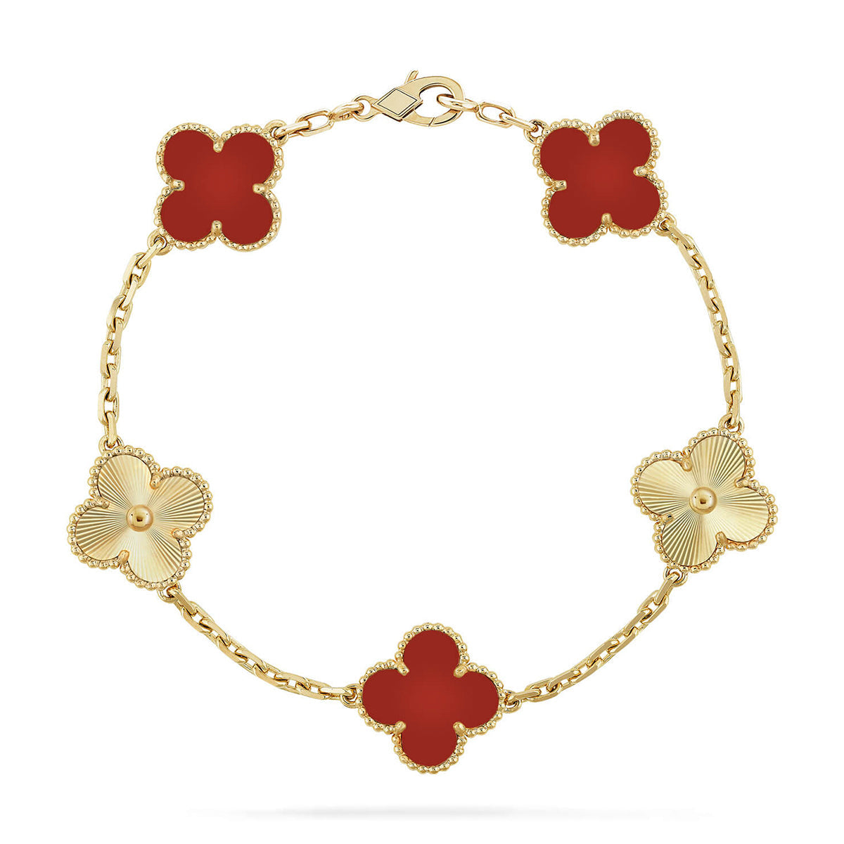 [⭐Glow Muse] CLOVER 5 MOTIF RED CORNELIAN BRACELET COLLECTION