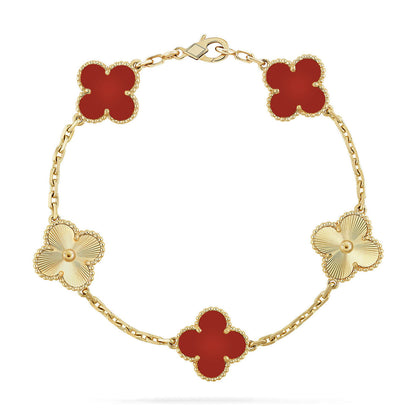 [⭐Glow Muse] CLOVER 5 MOTIF RED CORNELIAN BRACELET COLLECTION