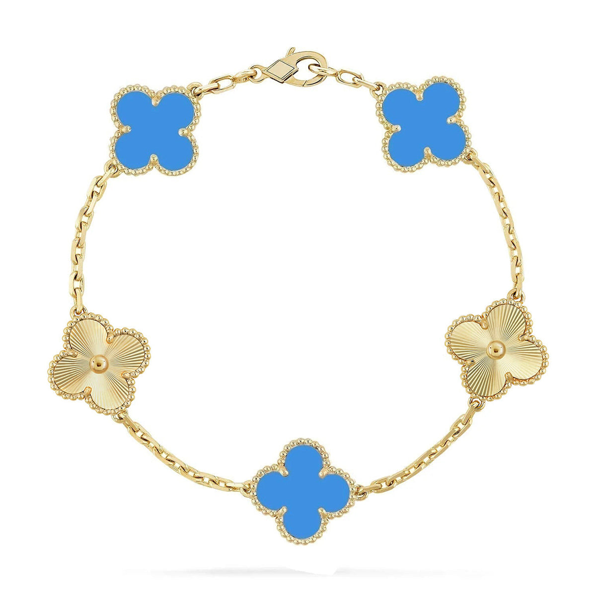 [⭐Glow Muse] CLOVER 5 MOTIF BLUE AGATE BRACELET COLLECTION