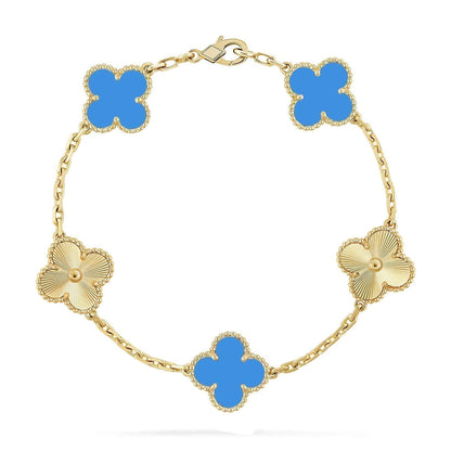 [⭐Glow Muse] CLOVER 5 MOTIF BLUE AGATE BRACELET COLLECTION