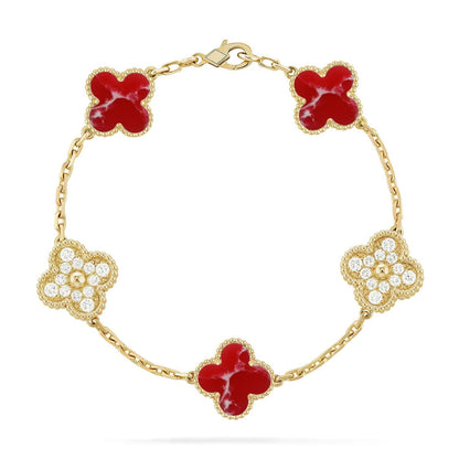[⭐Glow Muse]CLOVER 5 MOTIF RED PATTERN BRACELET COLLECTION