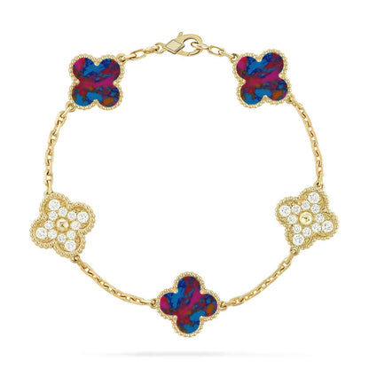 [⭐Glow Muse]CLOVER 5 MOTIF COLOR GEMSTONES BRACELET COLLECTION