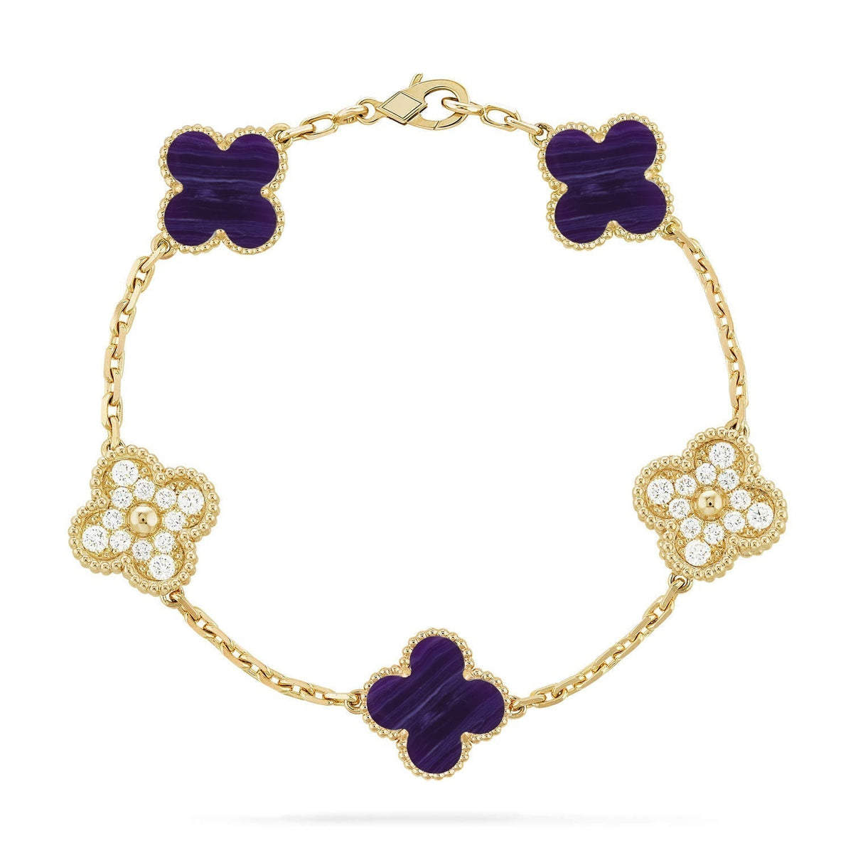 [⭐Glow Muse]CLOVER 5 MOTIF PURPLE STRIPES BRACELET COLLECTION