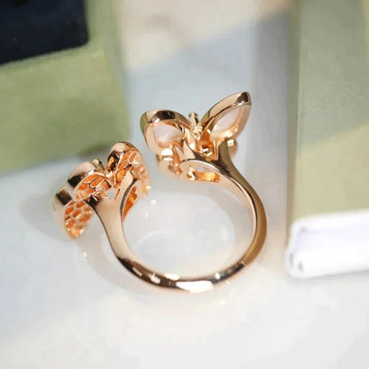 [Glow Muse]TWIN BUTTERFLY DIAMOND MOP RING