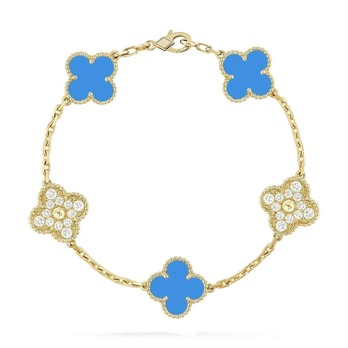 [⭐Glow Muse] CLOVER 5 MOTIF BLUE AGATE BRACELET COLLECTION