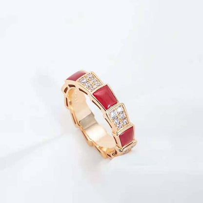 [Glow Muse]SERPENTI RING PINK GOLD CARNELIAN DIAMOND PAVED 4MM