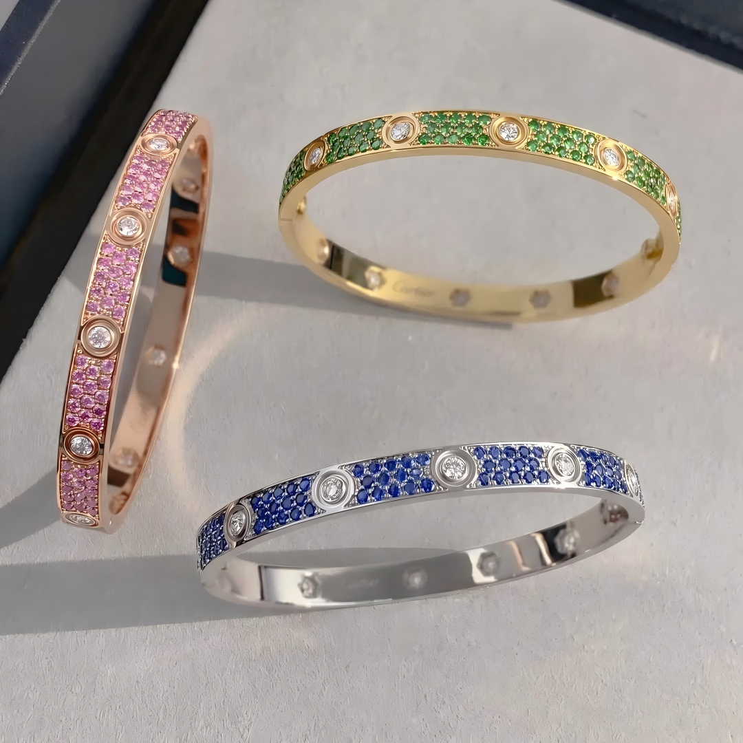 [⭐Glow Muse]2026 PAVE GEMSTONE LOVE BRACELET 6.1MM 10 DIAMONDS