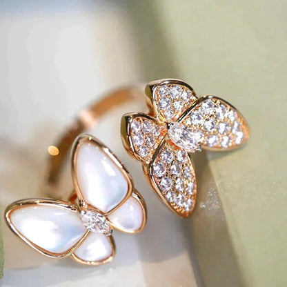 [Glow Muse]TWIN BUTTERFLY DIAMOND MOP RING