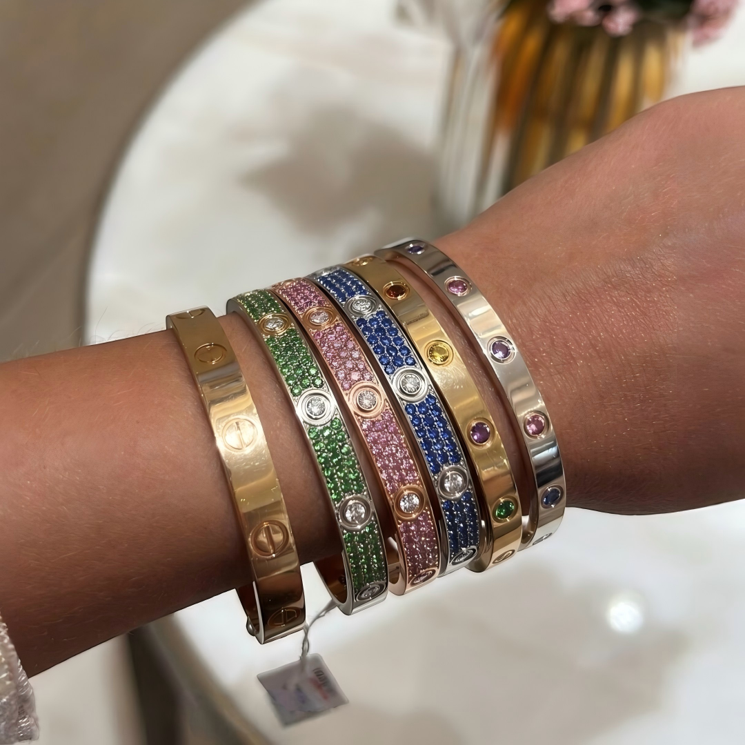 [⭐Glow Muse]2026 PAVE GEMSTONE LOVE BRACELET 6.1MM 10 DIAMONDS