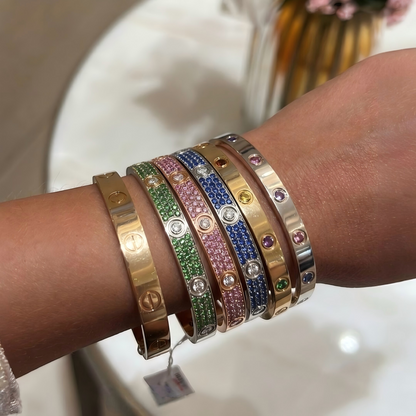 [⭐Glow Muse]2026 PAVE GEMSTONE LOVE BRACELET 6.1MM 10 DIAMONDS
