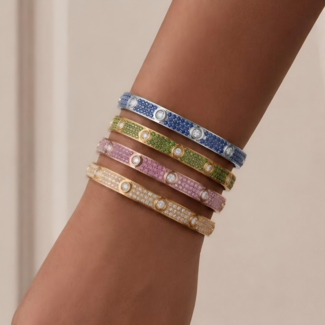 [⭐Glow Muse]2026 PAVE GEMSTONE LOVE BRACELET 6.1MM 10 DIAMONDS